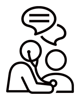 Doctor treating patient icon